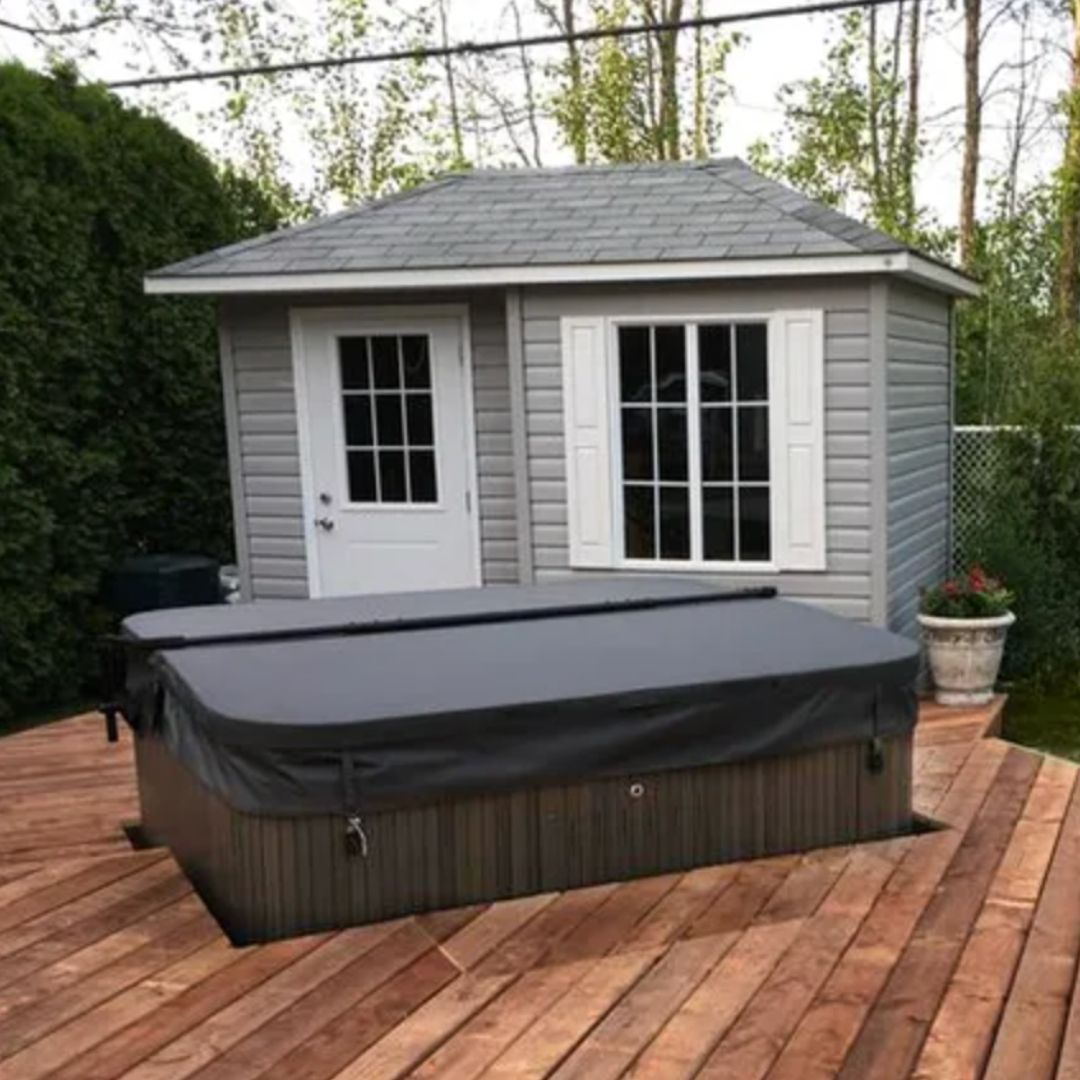 Waterlogged hot tub cover showing heat loss