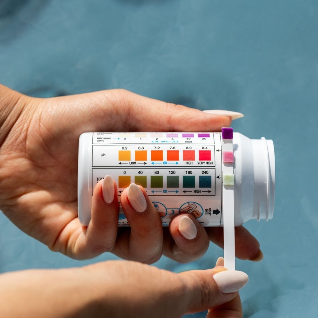 Clean hot tub water being tested