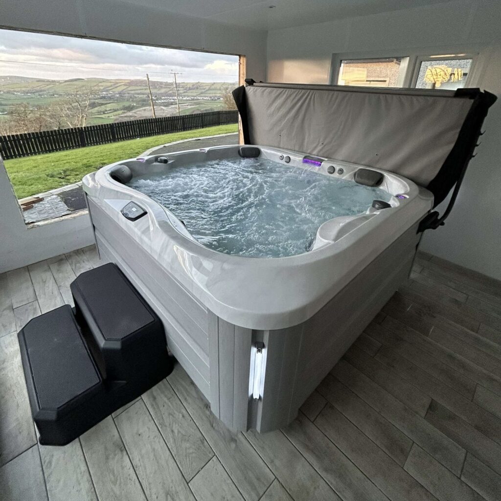 Indoor hot tub installation
