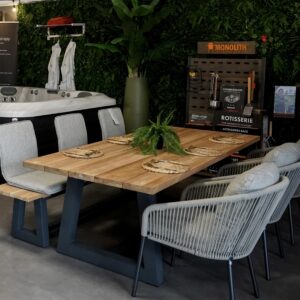SUNS Ovada Medium Dining Set with Nappa Chairs & Vieste Seats – Ex-Display